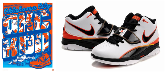 发售最新款签名球鞋不久的杜兰特去哪还不好说,NIKE 就先用一组插画回忆了 KD 历代球鞋